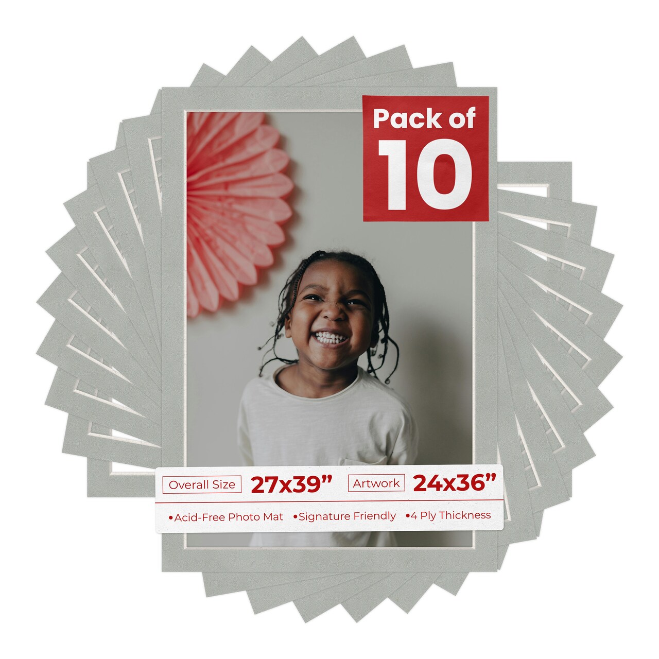Light Grey Suede Mat Board for 27x39 Frames - Fits 24x36 Photos